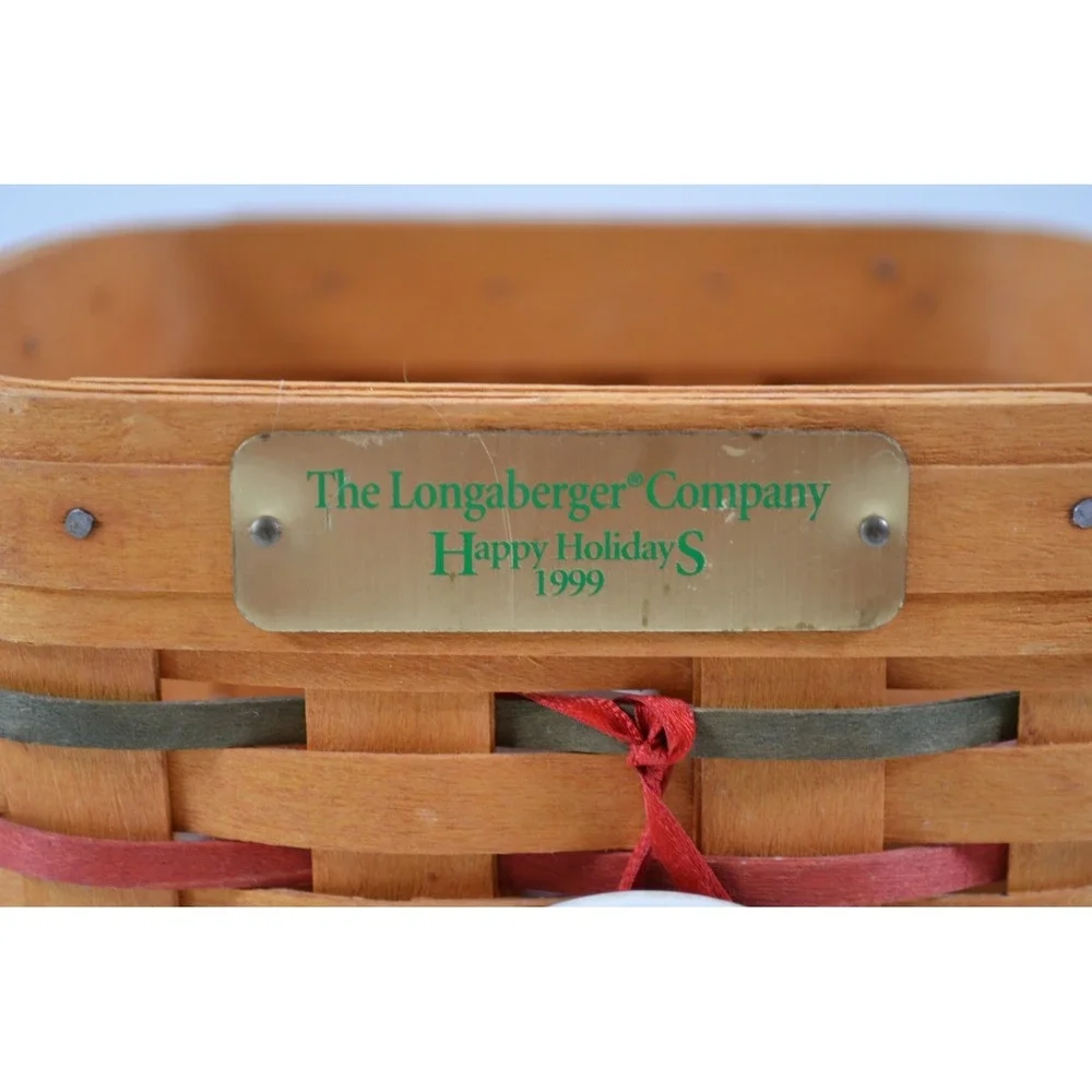 Vintage 1999 Longaberger Happy Holidays Basket Red &‎ Green Accents